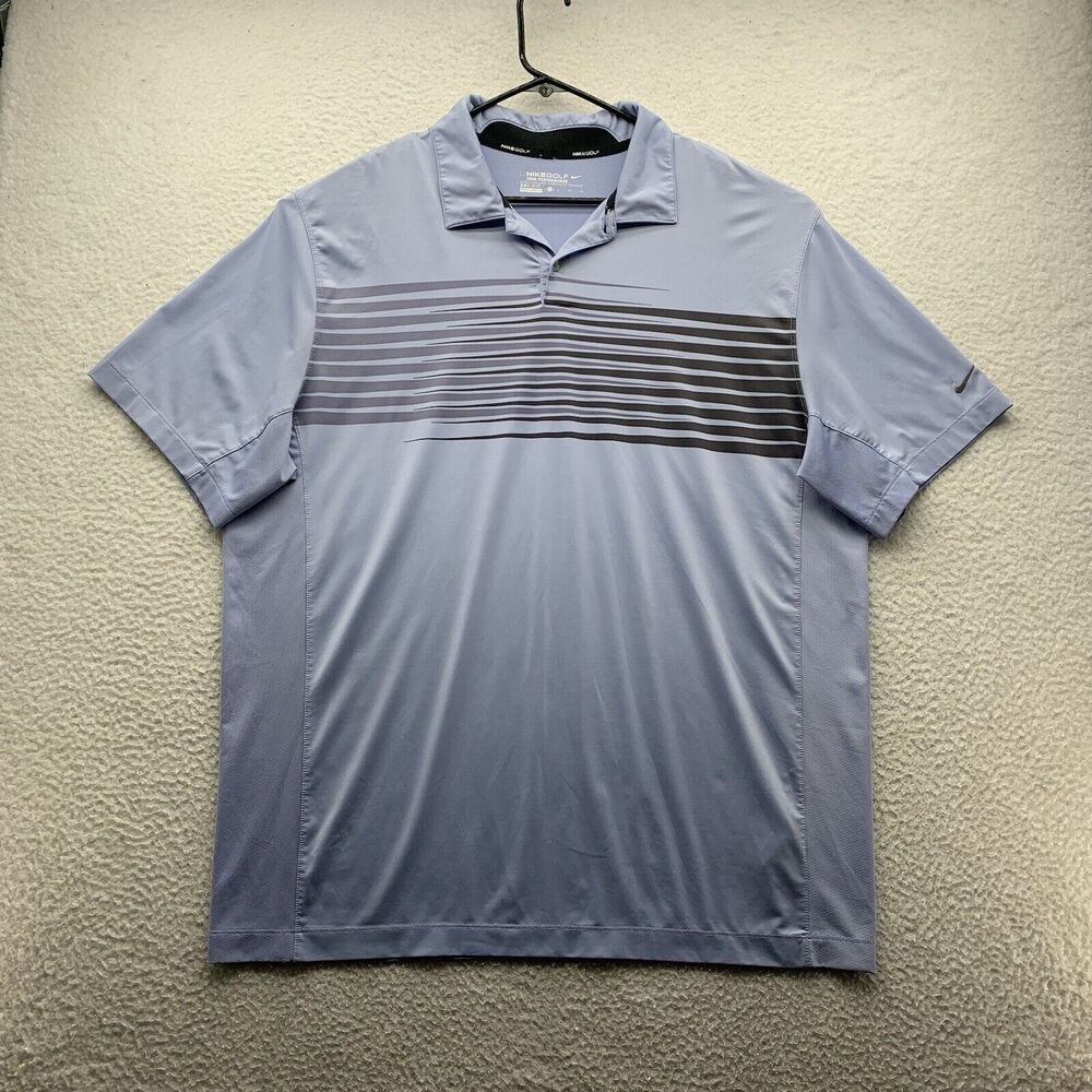 Nike Golf Tour Performance‎ Polo Shirt Mens XL X-Large Blue Black Diamond Stripe